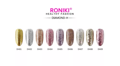Roniki Diamond-H széria - 06 lila-arany csillámos gél lakk
