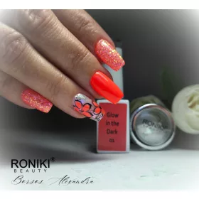   Roniki Glow in the dark széria - 01 sötétben világító neon narancs gél lakk