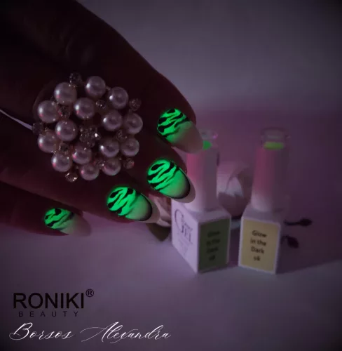 Roniki Glow in the dark széria - 08 sötétben világító neon zöld gél lakk