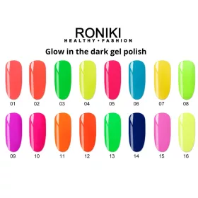   Roniki Glow in the dark széria - 10 sötétben világító neon pink gél lakk