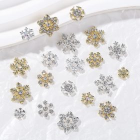 Roniki fém körömékszer - hópihe charm - 10db