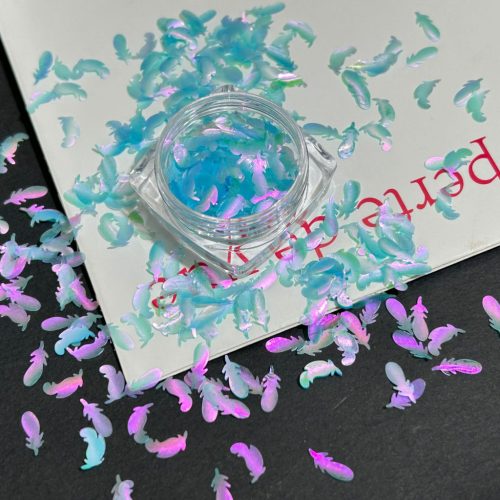 Roniki körömdíszítő flakes - toll - kék