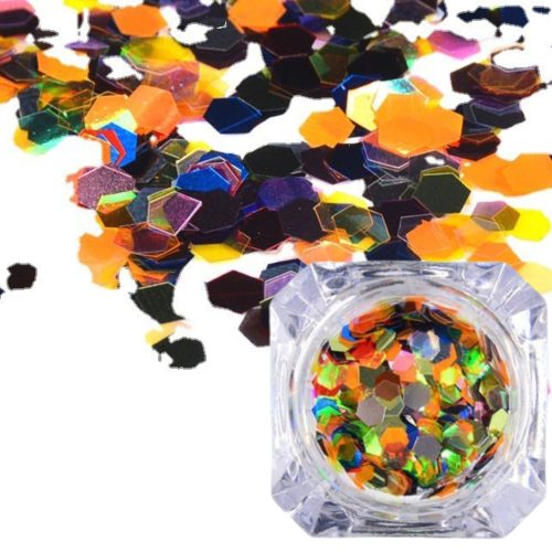 Roniki körömdíszítő flakes - színes hexagon