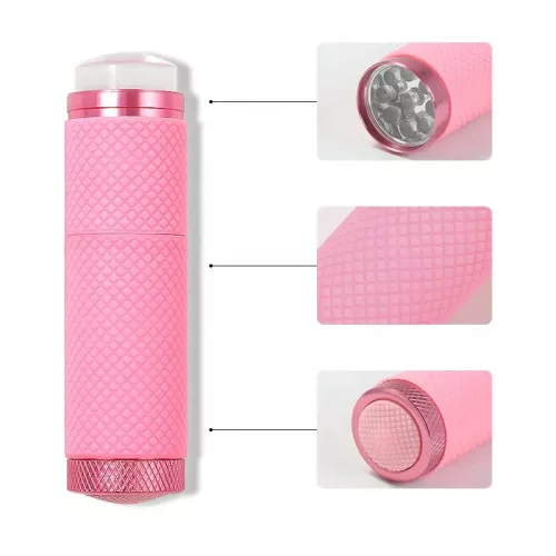 Roniki pink mini UV lámpa szilikon fejjel - hordozható, elemes