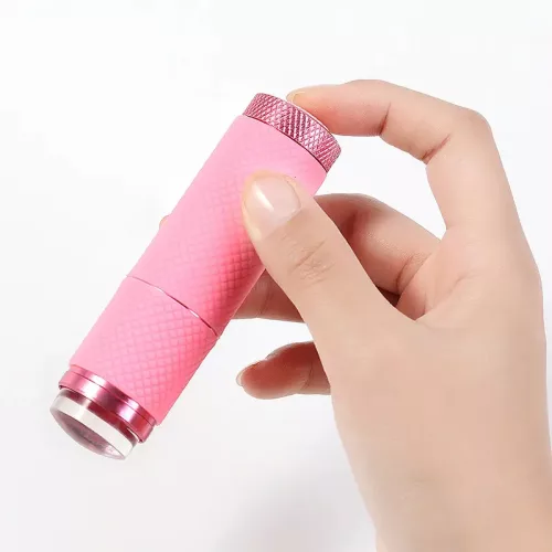 Roniki pink mini UV lámpa szilikon fejjel - hordozható, elemes