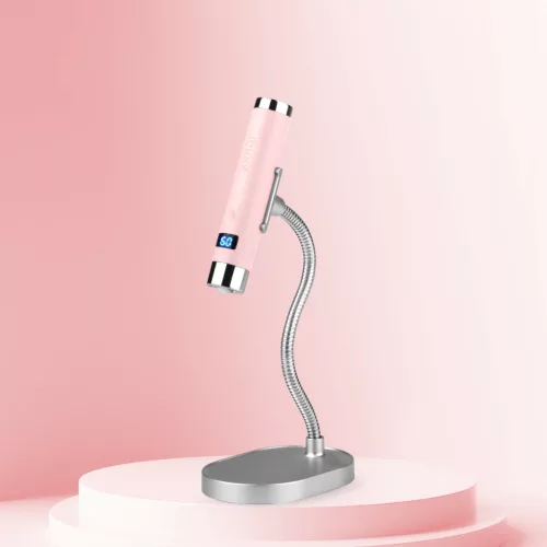 Roniki AI vezérelt pink mini UV lámpa állvánnyal - hordozható, tölthető