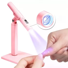   Roniki pink mini UV lámpa állvánnyal, szilikon fejjel - hordozható, tölthető