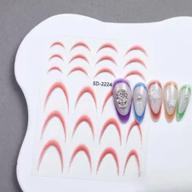   Roniki ombre francia metál mosolyvonal matrica - piros, öntapadó - 24db