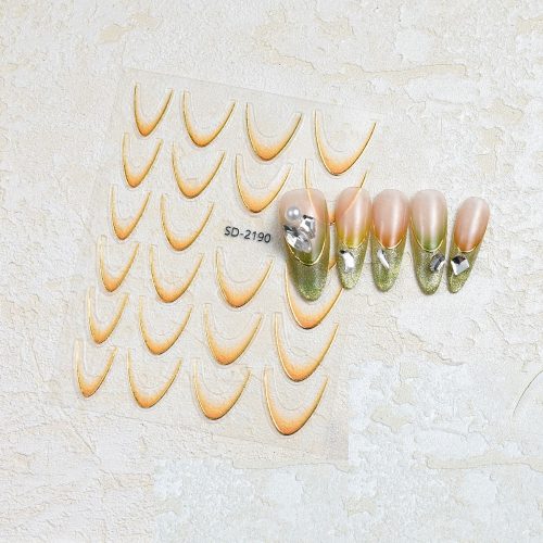 Roniki ombre francia metál mosolyvonal matrica - narancs, öntapadó - 23db