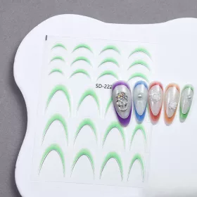   Roniki ombre francia metál mosolyvonal matrica - zöld, öntapadó - 24db