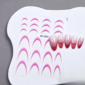   Roniki ombre francia metál mosolyvonal matrica - pink, öntapadó - 24db