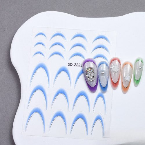 Roniki ombre francia metál mosolyvonal matrica - kék, öntapadó - 24db