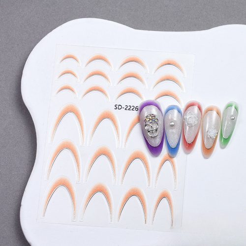 Roniki ombre francia metál mosolyvonal matrica - narancs, öntapadó - 24db