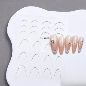   Roniki ombre francia metál mosolyvonal matrica - fehér, öntapadó - 24db