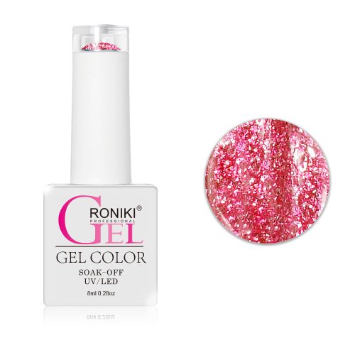 Roniki Platinum diamond széria - 01 csillámos pink gél lakk