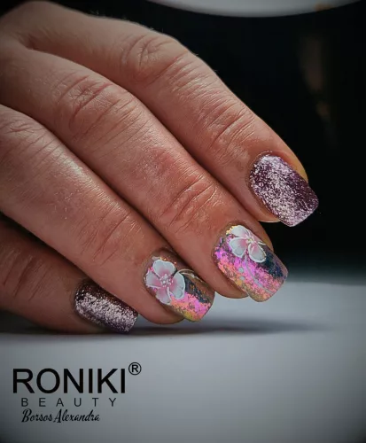 Roniki Platinum diamond széria - 07 csillámos lila gél lakk