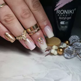   Roniki Platinum diamond széria - 08 csillámos arany gél lakk