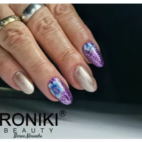   Roniki Platinum diamond széria - 09 csillámos lila gél lakk