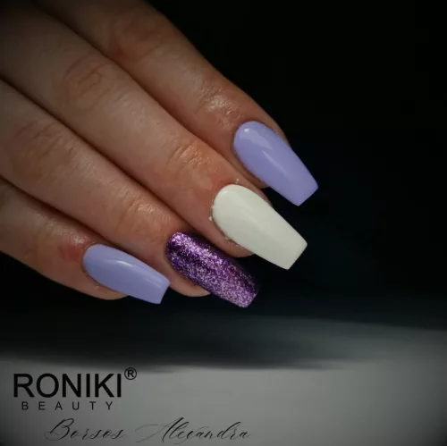 Roniki Platinum diamond széria - 09 csillámos lila gél lakk