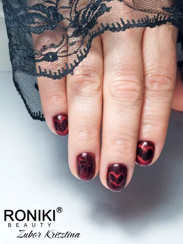 Roniki Hot flame cat eye gél lakk 01 - mágnesezhető