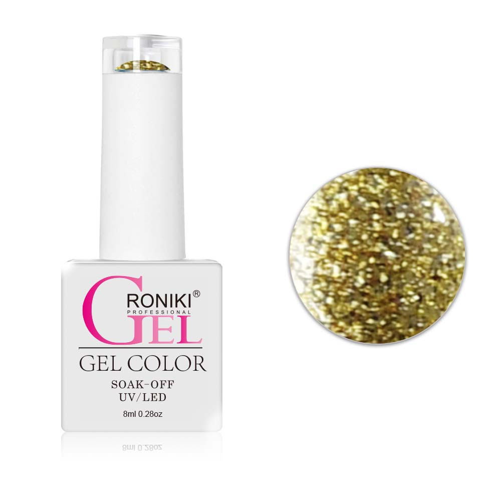 Roniki Diamond-H széria - 01 arany csillámos gél lakk