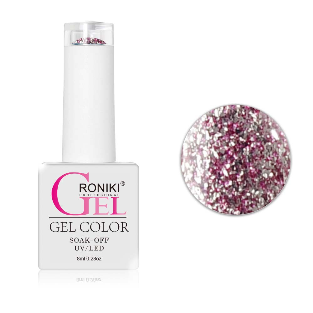 Roniki Diamond-H széria - 04 rózsaszín csillámos gél lakk