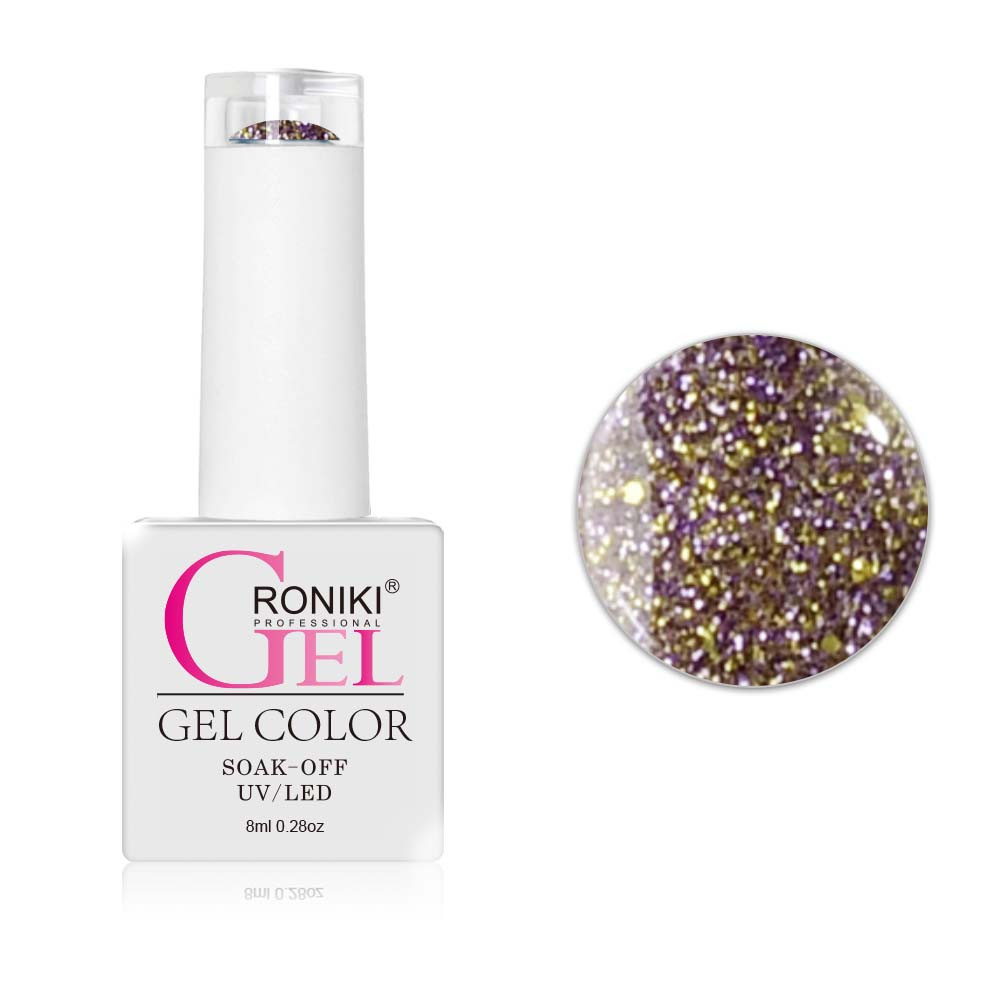 Roniki Diamond-H széria - 06 lila-arany csillámos gél lakk