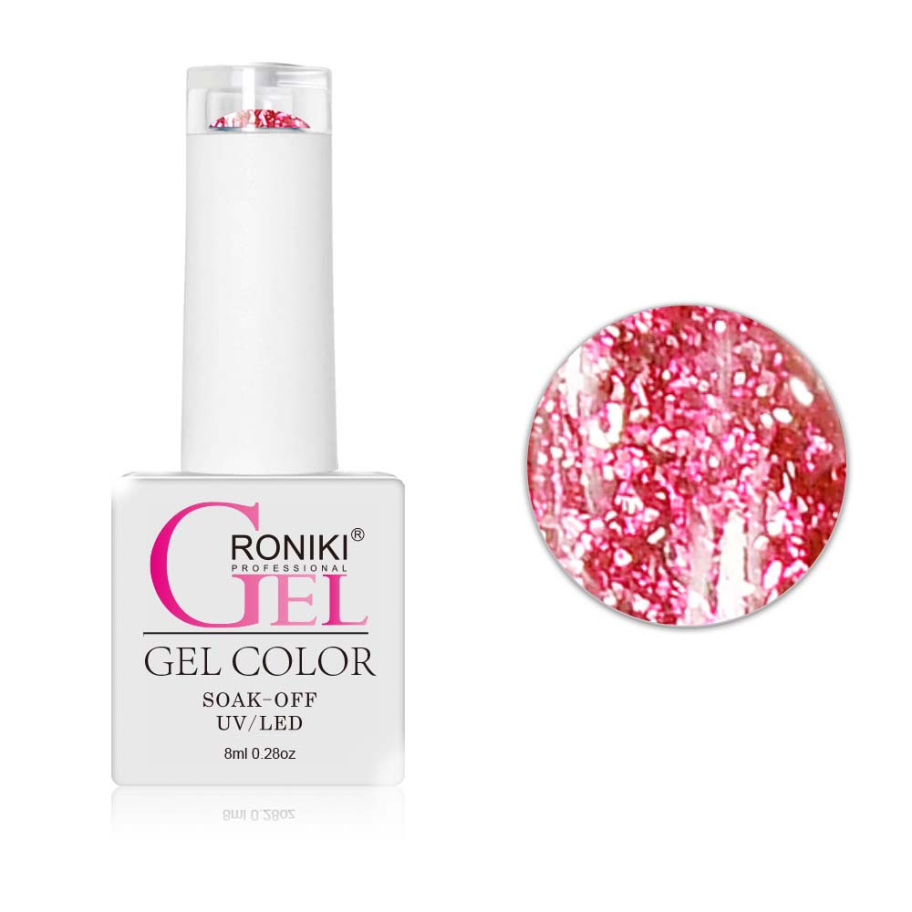 Roniki Platinum diamond széria - 01 csillámos pink gél lakk