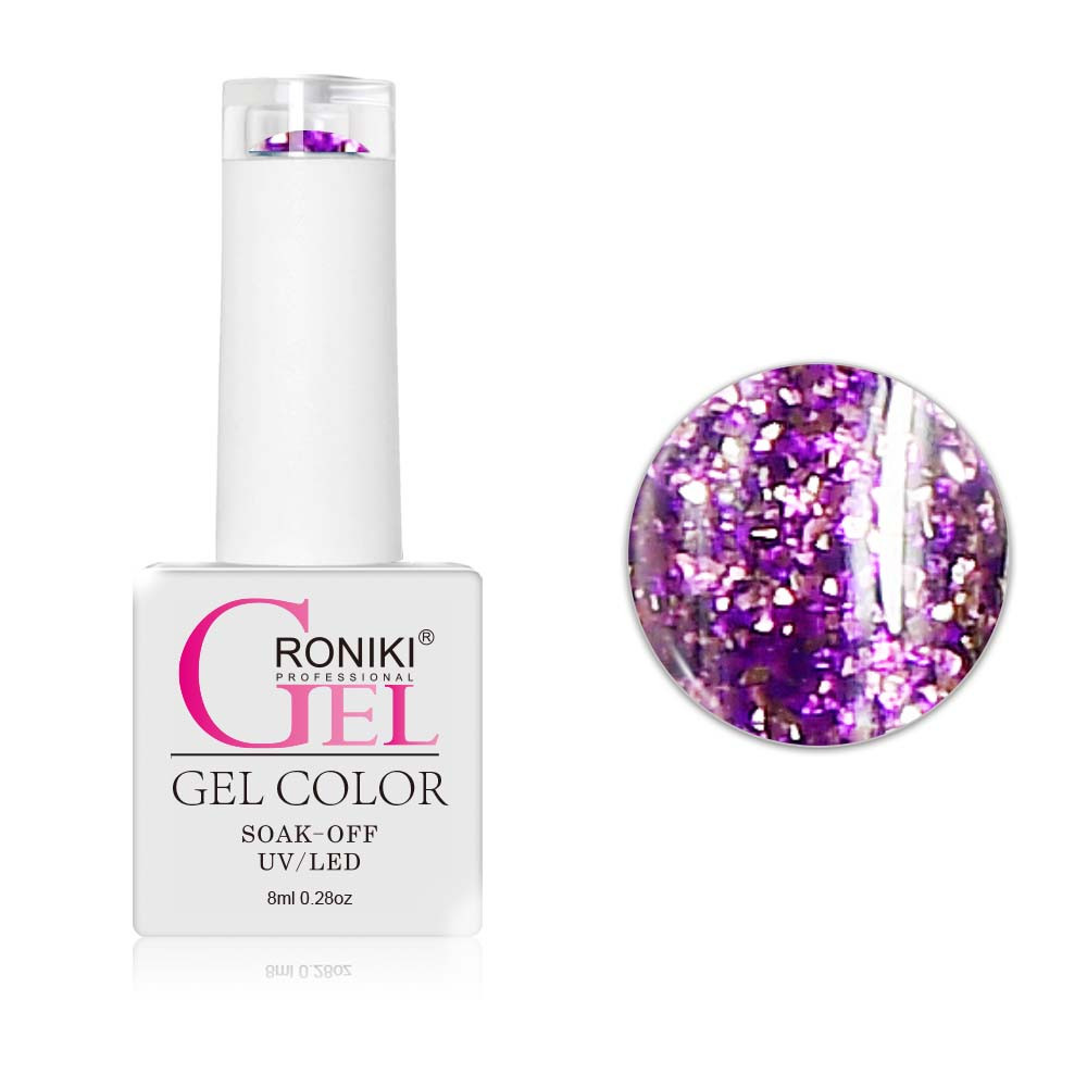 Roniki Platinum diamond széria - 09 csillámos lila gél lakk