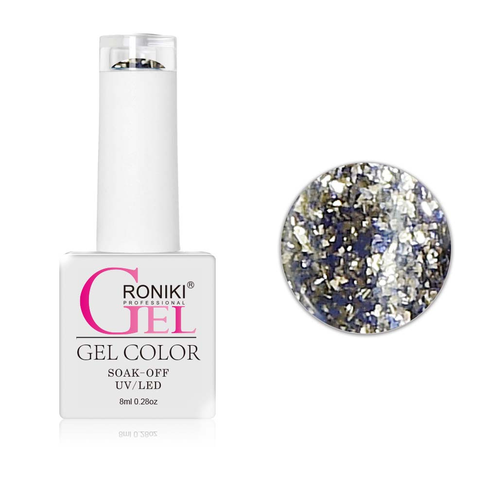 Roniki Platinum diamond széria - 11 csillámos ezüst gél lakk